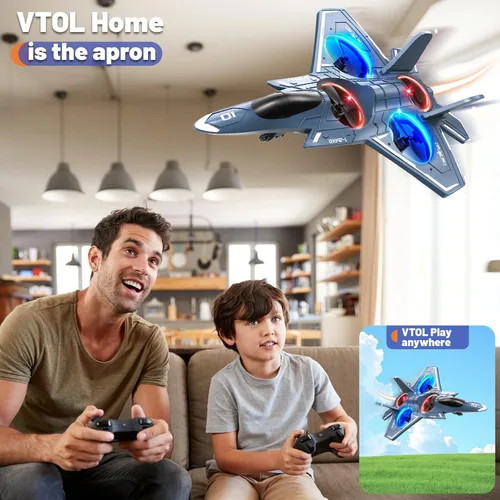 Miniatura 5 de Aviones RC de control remoto de espuma para niños y adultos mayores de 14 años, avión RC caza con luz, juguetes de caza con giro de 360°, rollo