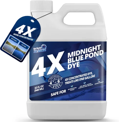 Tinte azul medianoche para estanque de 32 onzas, tinte concentrado de estanque azul, Aquashade de aspecto natural oscuro para hermosa agua del lago,