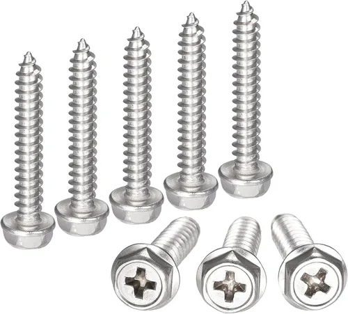 Miniatura 9 de uxcell Phillips - Tornillos autorroscantes para arandela hexagonal, M6 x 0.984 in, acero inoxidable 304, brida hexagonal, 25 piezas