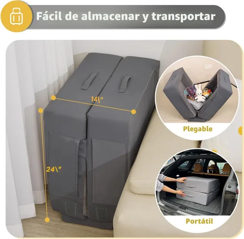 Miniatura 4 de ENITYA Cama de viaje para niños pequeños, portátil, plegable, de espuma suave, sin montaje, funda lavable, rieles de seguridad integrados, compacta