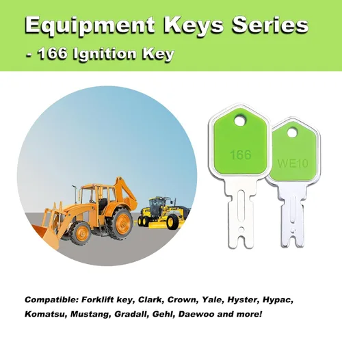 Miniatura 4 de Paquete de 9 llaves de encendido para equipos 166, llave de montacargas Hyster, llaves compatibles para equipos pesados Hyster para Yale Komatsu