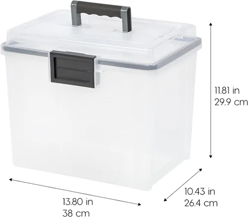 Miniatura 2 de IRIS - Caja de archivos hermética portátil tamaño carta, paquete de 4, transparente