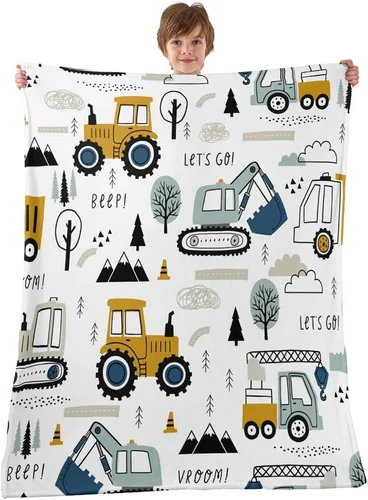 Miniatura 4 de Feelyou Coche de dibujos animados para niños, manta de franela de forro polar para construcción, manta mullida para decoración de camiones, cama
