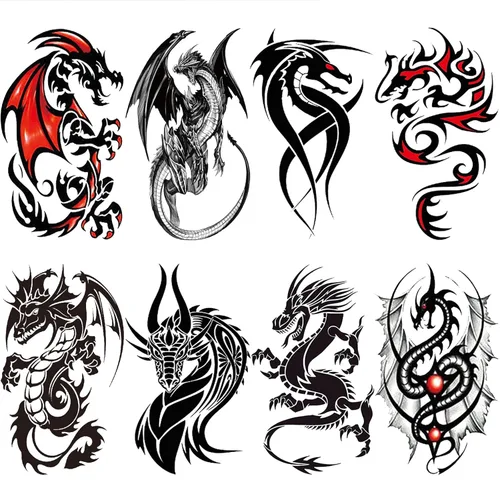 Miniatura 5 de Tatuaje temporal tribal para hombres adultos, tótem grande negro tribal tatuaje falso tribal, de larga duración, impermeable, a gran temperatura