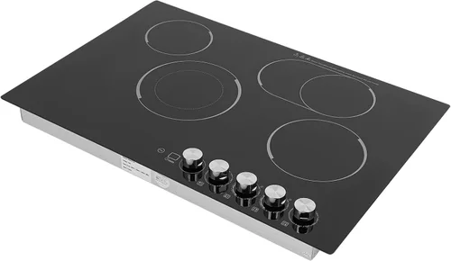 Estufa eléctrica de 30 pulgadas con 4 quemadores, estufa eléctrica de 1200 W con temporizador ajustable y bloqueo seguro, placa de cocina integrada