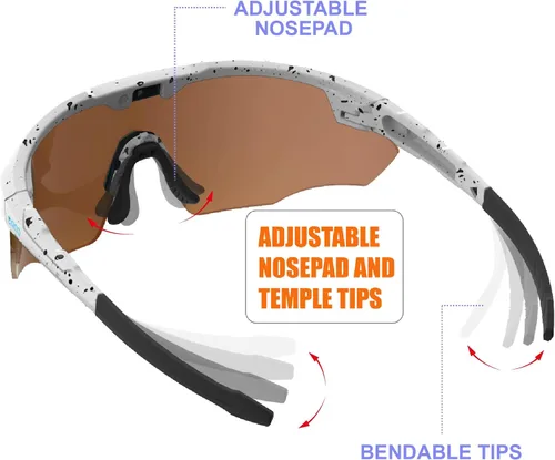 Miniatura 6 de Gafas de sol deportivas XL para hombres, béisbol, correr, ciclismo, voleibol, MTB, regalos de recreación al aire libre. S596 Blanco / Punto / Azul