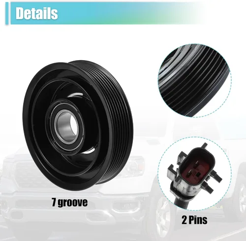 Miniatura 4 de X AUTOHAUX Kit de embrague del compresor de CA para Ram 1500 8CYL 5.7L 2003 2004 2005 2006 2007 2008 A/C embrague polea placa bobina reparación