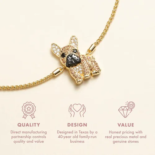 Miniatura 3 de SCAMPER & CO Pulseras con dije de cachorro de raza de perro, circonita cúbica y espinela negra para mujer - Pulseras de plata esterlina chapadas