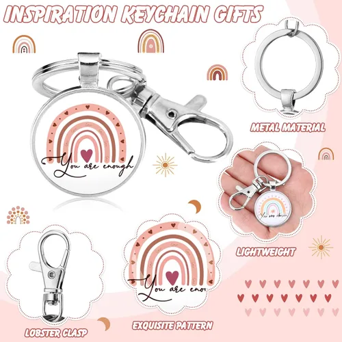 Miniatura 6 de Pinkunn Bolsa de cosméticos de lona arcoíris para el día de la madre, regalos a granel para mujeres con cita inspiradora, juego de 16 bolsas