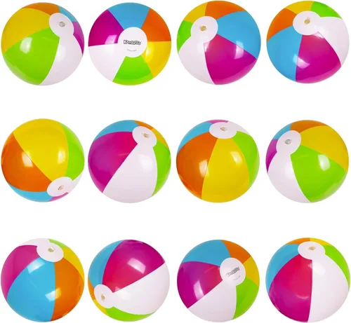 Miniatura 2 de 12-Pack 12“ Beach Balls - Bulk Classic Beachball Inflatable Swimming Pool Toys for Games Adults Kids Birthday Party Supplies Combo Set, Rainbow