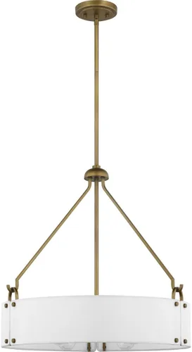 Miniatura 2 de Nuvo Lighting 67691-4 Lámpara colgante de latón natural de tela de lino blanco para interiores (Halter 4LT colgante BRS (60-7691))