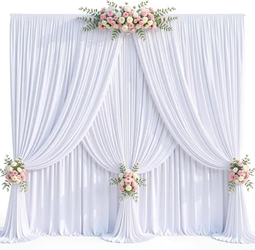 Miniatura 51 de Paneles de cortinas de fondo negras de 10 pies x 10 pies para fiestas, fiestas de cumpleaños, sin arrugas, cortinas de telón de fondo de tela