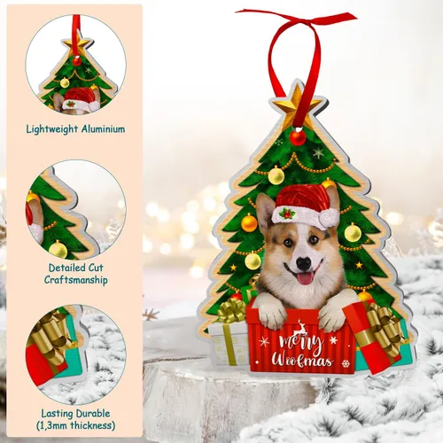 Miniatura 3 de Corgi - Adornos para árbol de Navidad, adorno de aluminio para árbol de Navidad de Corgi (no 3D), decoración de Navidad 2023 para amantes de Corgi