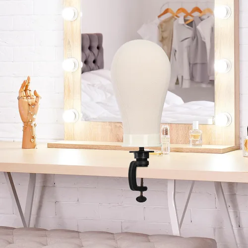 Miniatura 2 de Klvied - Cabeza de maniquí de 22 pulgadas de corcho y lona para pelucas, soporte para cabeza de maniquí para exhibición y kit de fabricación