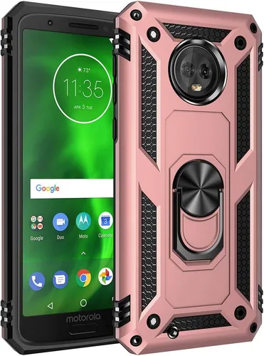 Miniatura 11 de Carcasa de grado militar para Motorola Moto G6, anillo giratorio de metal 360, soporte magnético para montaje en automóvil, protección resistente a