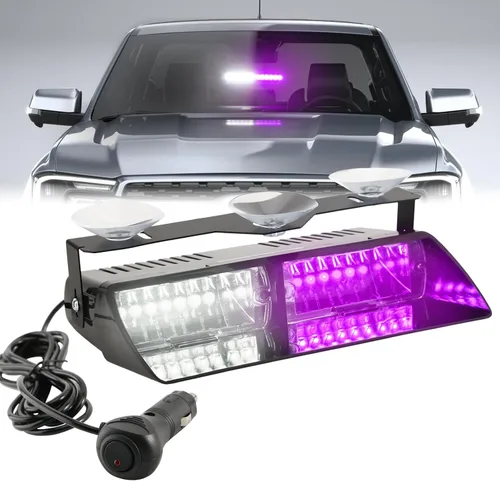Miniatura 8 de Luz estroboscópica de emergencia LED ámbar/blanca para camiones y vehículos, 16 LEDs 12V, barra de luces de advertencia de seguridad intermitentes