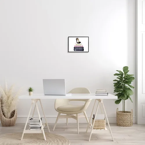 Miniatura 9 de Stupell Industries Glam Fashion - Juego de libros de tacón negro enmarcado con textura giclée, fabricado con orgullo en Estados Unidos