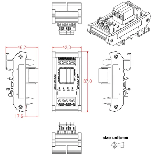 Miniatura 5 de Montaje en carril DIN AC/DC 5V 12V 24V SPST-NO 5Amp módulo de relé de potencia (CA/CC 5V, 16 canales)