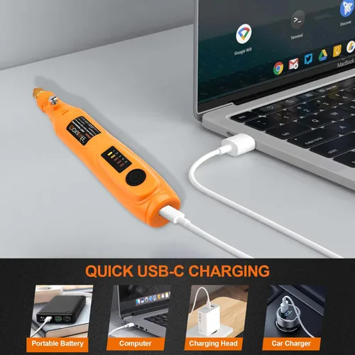 Miniatura 8 de GOXAWEE Mini kit de herramientas rotativas inalámbricas con 105 accesorios, carga USB, 5 velocidades, 18000 rpm, herramienta de manualidades