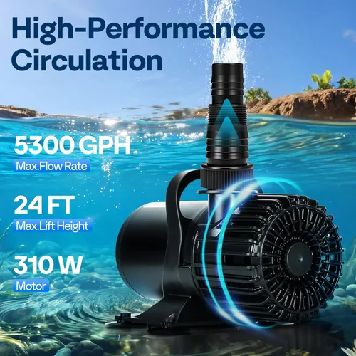 Miniatura 2 de VIVOHOME - Bomba de agua sumergible eléctrica de 310W y 5300 GPH para estanques de koi, piscinas, cascadas, fuentes, peceras y acuarios