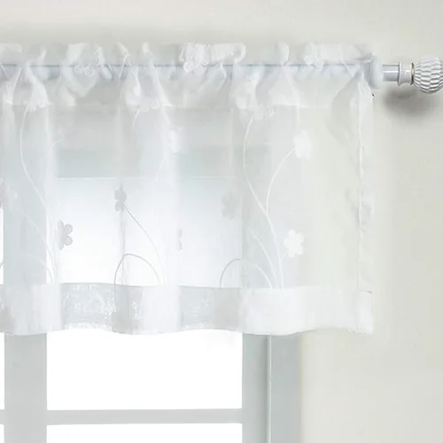 Miniatura 10 de VOGOL Juego de cortinas transparentes bordadas y cenefas para sala de estar, con bolsillo para barra blanca, par de cortinas traslúcidas