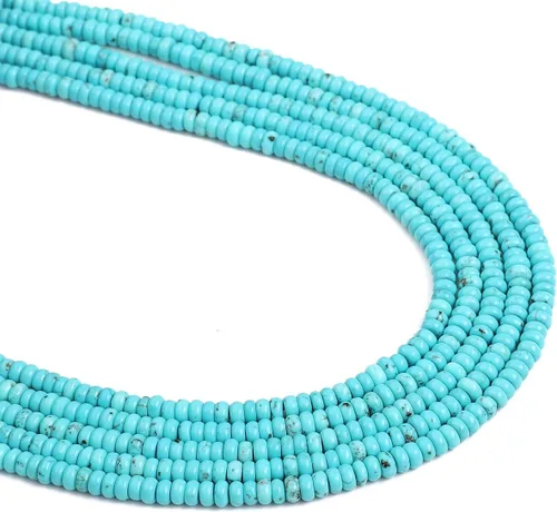 BEADIA Abalorios separadores naturales de turquesa azul 4mmx2mm 38cm para hacer joyas con cuentas 4mmx2mm 38cm Azul turquesa