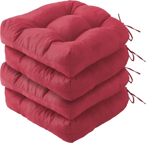 Miniatura 24 de IPYNBAP Juego de 2 cojines para sillas de exterior, cojines para sillas de patio con lazos, 17x17+4" cojines de asiento acolchados para exteriores