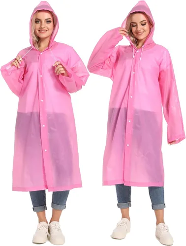 Miniatura 71 de 2 abrigos de lluvia de Borogo para adultos, chaquetas de lluvia reutilizables para hombres y mujeres