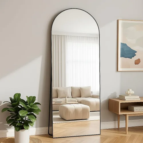 Miniatura 12 de BEAUTYPEAK Espejo de longitud completa de 64 x 21 pulgadas, espejo de cuerpo completo, espejos de pared para colgar o inclinarse con parte superior