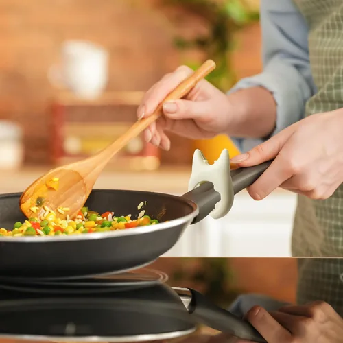 Miniatura 4 de Soporte para cucharas para cocinar, 2 piezas, soporte para espátula de wok, de silicona, ajustable, para utensilios de cocina para hervir sobre