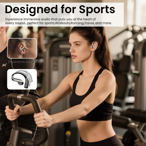 Miniatura 4 de Piluyaa Auriculares Bluetooth 5.3 de oreja abierta, auriculares inalámbricos deportivos con micrófono integrado con ganchos para los oídos