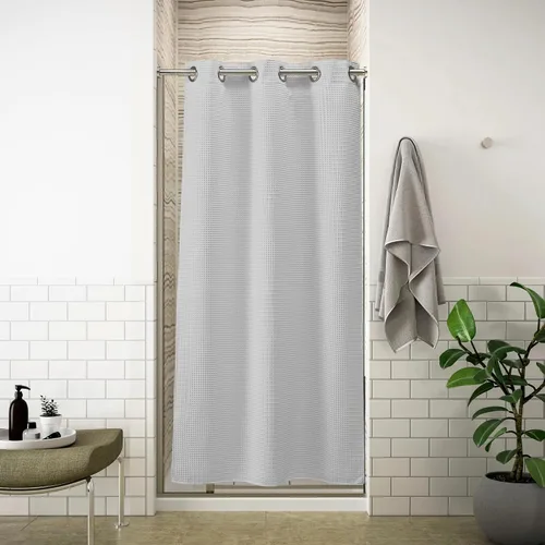 Miniatura 18 de Cortina de baño River Dream de 36" de ancho con diseño de ondas de gofre, sin ganchos, con forro a presión, cortina de baño de tela de mezcla