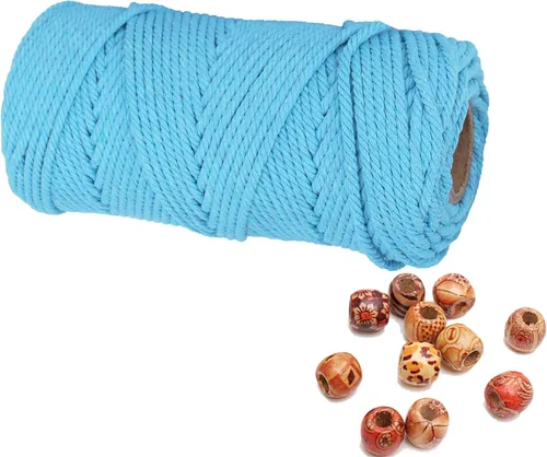 Miniatura 17 de Cordón de macramé de 1/64 pulgadas (0.157 in) de color rosa claro, hilo de algodón natural para tejer a mano a mano, 4 hebras para colgar