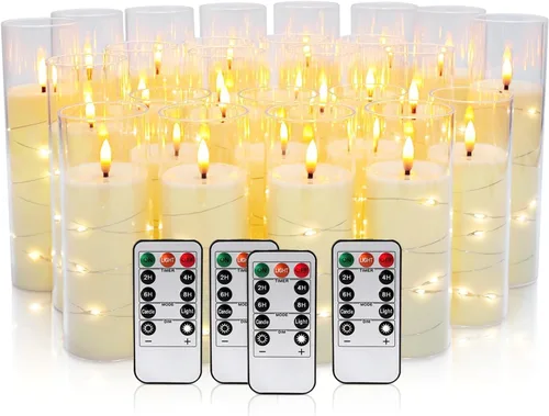 Miniatura 14 de YOROXRG Paquete de 12 velas LED sin llama, funcionan con pilas, impermeables