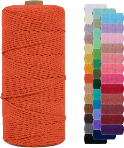 Miniatura 12 de Cuerda de macramé de 0.079 in para 219 yardas, cuerda de algodón natural para manualidades, hilo de cuerda de macramé de colores para colgar