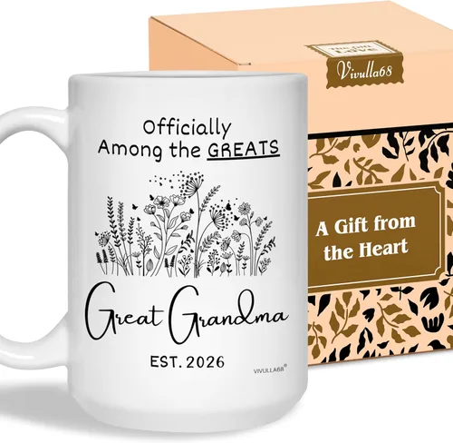 Vivulla68 Taza de café con texto en inglés «Great Grandma – Regalos para la nueva abuela, taza de anuncio de embarazo 2026, «You're Going to Be