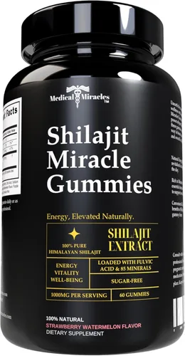 Medical Miracles Shilajit - Gomitas energéticas sin azúcar, 1000 mg, complejo mineral del Himalaya con compuestos fúlvicos, suplemento masticable