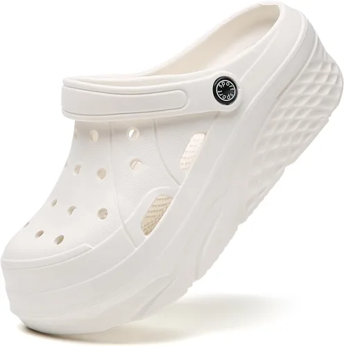 Miniatura 9 de SECHRITE Zuecos de plataforma para mujer, zapatos de jardín, impermeables, para playa, piscina, sandalias de verano, pantuflas para el hogar