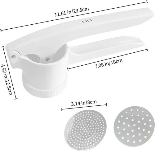 Miniatura 7 de LHS Ricer de papas, triturador de papas para papas con 3 discos intercambiables, triturador de papas de gran capacidad y herramienta de cocina