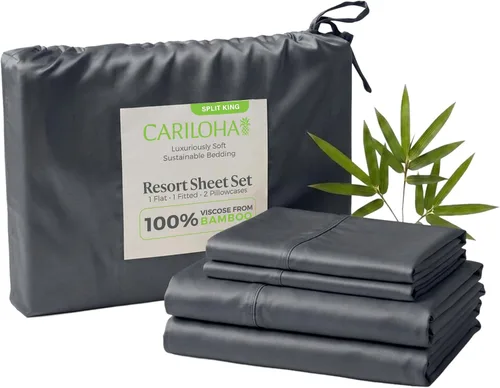 Miniatura 10 de Cariloha Resort - Juego de sábanas de viscosa de bambú 100% orgánico, 4 piezas, bolsillos extra profundos de 18 pulgadas, tejido satinado