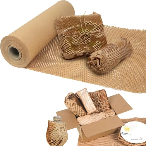 Papel de embalaje de panal de abejas de 20 "x 420 'Papel de embalaje de cojín reciclable Papel de embalaje de panal de abeja Rollo de envoltura de