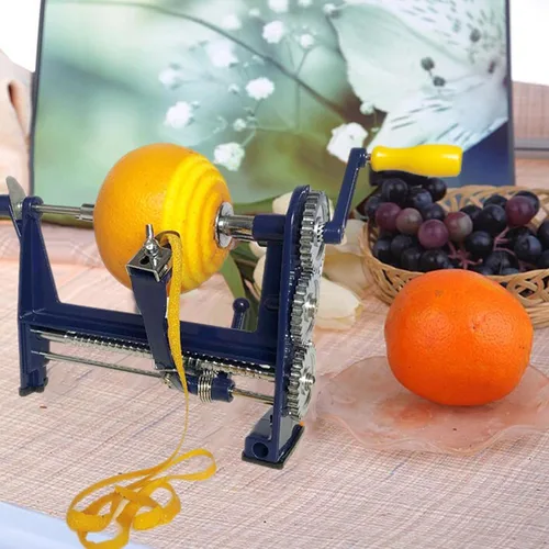 Pelador naranja Pelador de manzana de manivela con potente base de abrazadera de patata Kiwi Peeling Machine Acero inoxidable azul 250 × 110.6 ×