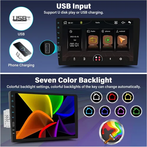 Miniatura 7 de UNITOPSCI 9 pulgadas único DIN inalámbrico Apple CarPlay Android Auto coche estéreo pantalla táctil Bluetooth FM receptor de radio de coche espejo