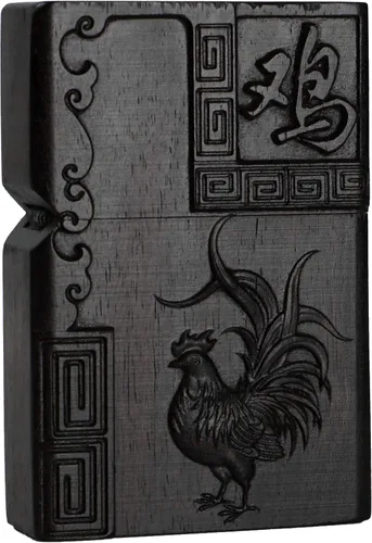 Miniatura 31 de Caja de carcasa de madera de ébano negro natural tallada para módulo Zippo (Serpiente Cobra)