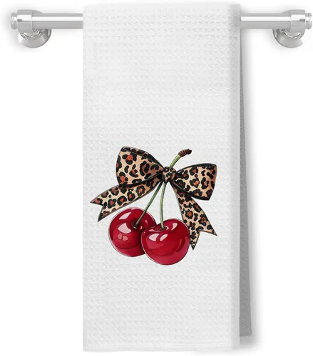 Miniatura 10 de Coquette - Toallas de cocina de leopardo con lazo rosa, toallas de mano retro de moda para baño, paños de cocina con estampado de leopardo funky