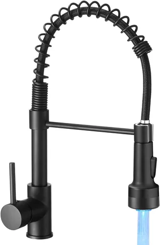 Miniatura 12 de Grifo de cocina sin contacto con rociador extraíble, luz LED, grifo de fregadero de cocina de una sola manija, sensor de movimiento, manos libres, A