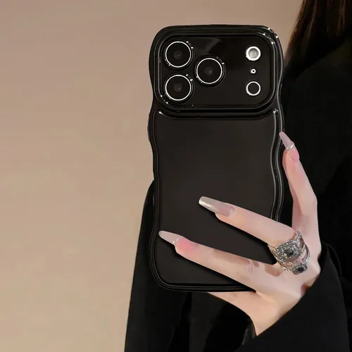 Miniatura 26 de FABSPARK - Funda para iPhone 11, diseño simple, marco ondulado, estética, silicona suave, color beige