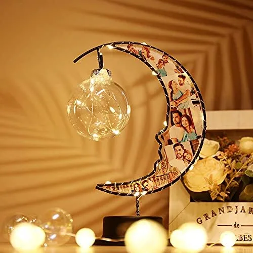Luz nocturna con foto personalizada, lámpara personalizada con imagen, lámpara de luna iluminada, lámpara personalizada con foto regalos para él,