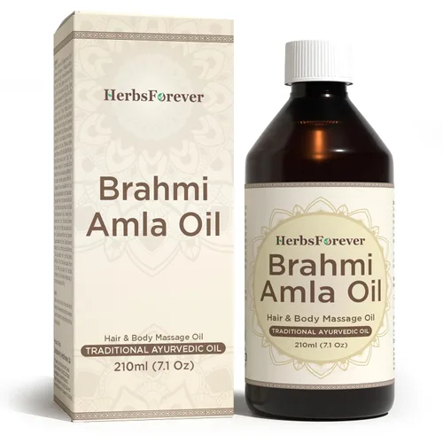 HerbsForever Aceite Brahmi Amla con aceite de sésamo prensado en frío infundido | Evita el adelgazamiento y la calvicie | Promueve el crecimiento
