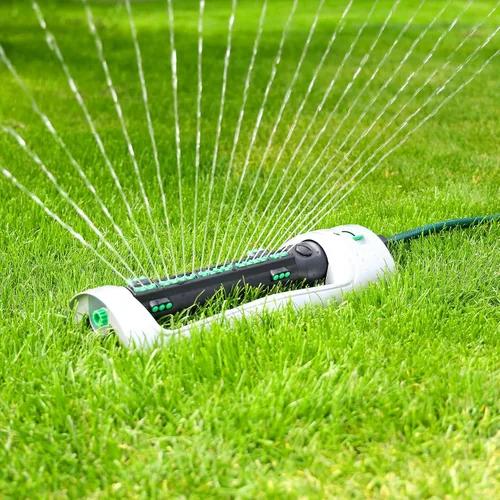 Miniatura 2 de RESTMO Aspersor turbo oscilante, aspersor de riego para patio grande con 21 boquillas duraderas, base pesada, ancho y cobertura de rociado